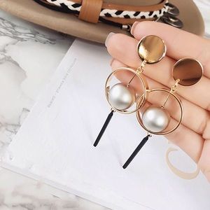 Mary & Heart Jewelry - Studded Gold and Silver Pearl Drop Earrings Mary & Heart Jewelry - Studded Gold and Silver Pearl Drop Earrings